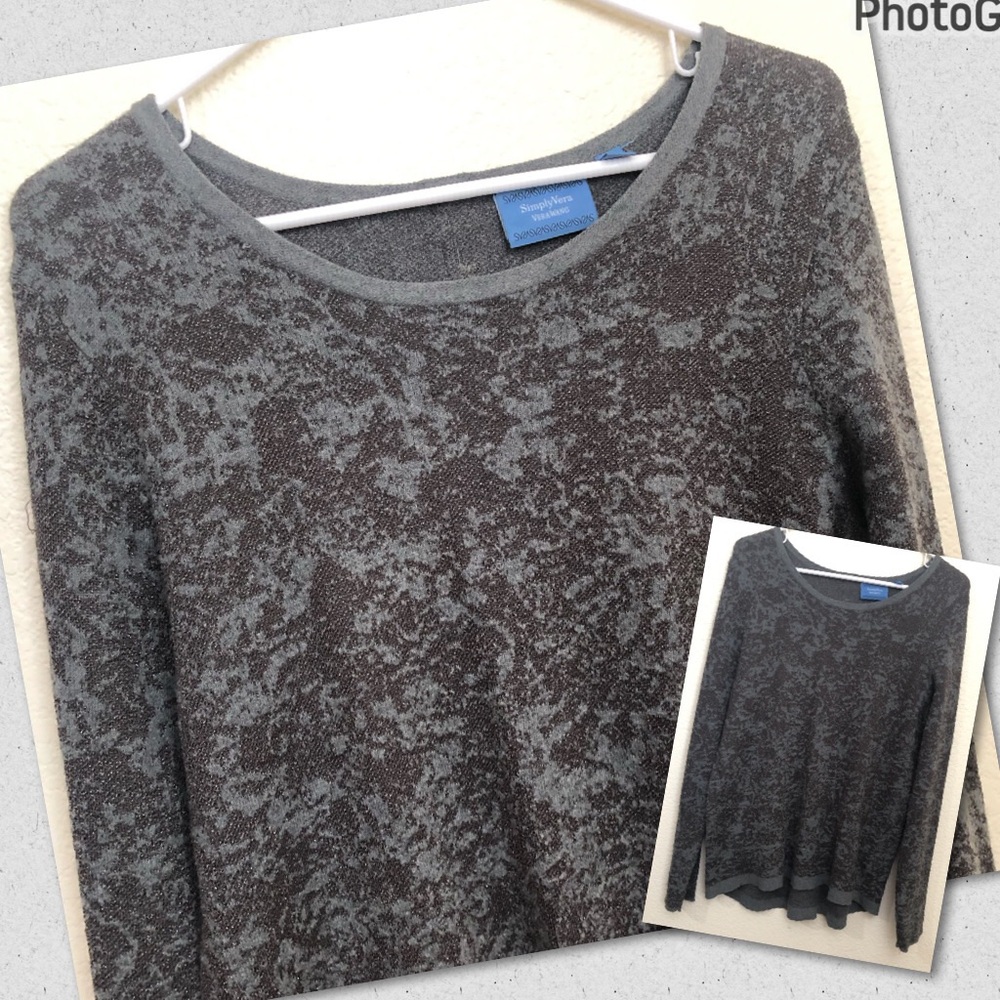 SIMPLY VERA WANG Womens PL Metallic Thread Long Sleeve Sweater Pullover NWOT